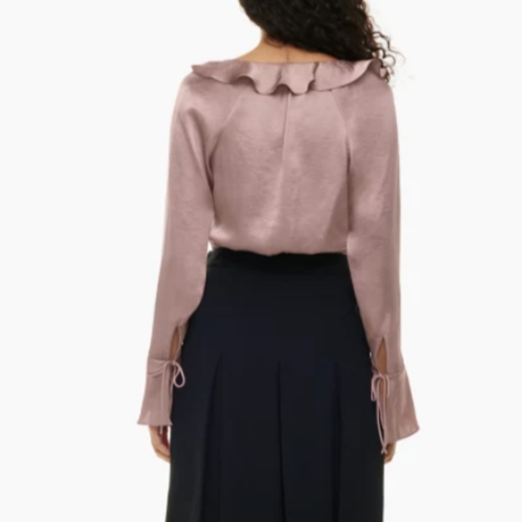 Spartina Satin BlouseSatin V-neck ruffle blouse - Picture 4 of 10